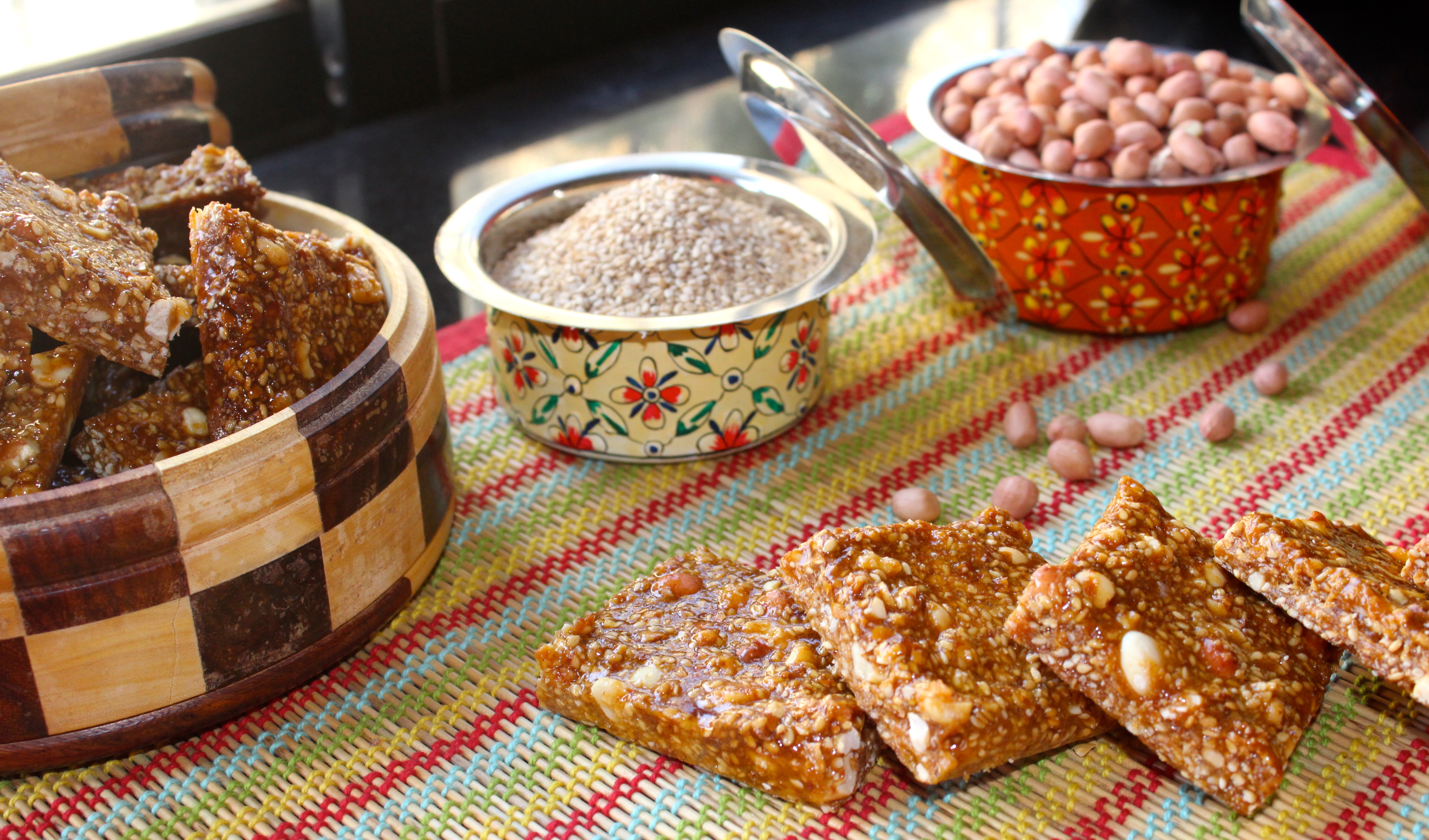 Peanut and Til Chikki(Peanut Brittle with Sesame seeds)