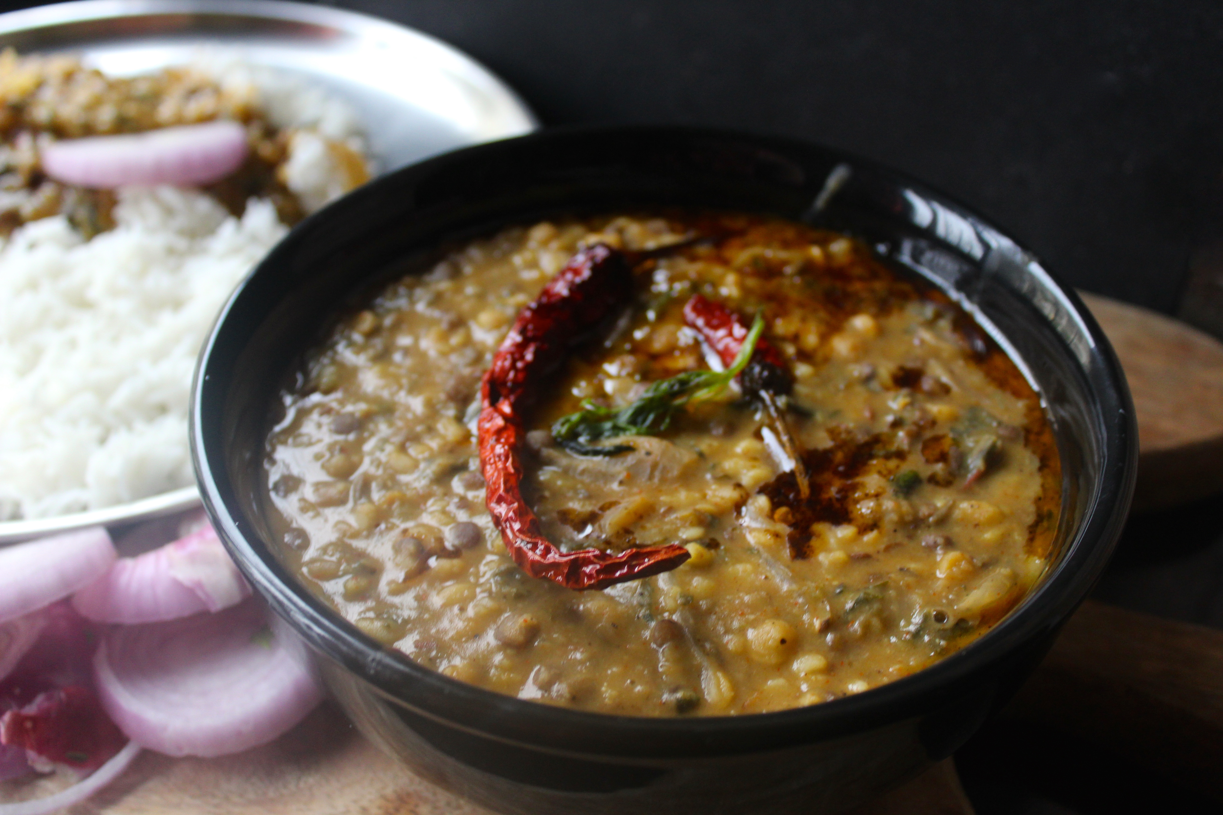 Hariyali Dal Amritsari (A delicious Lentil accompaniment with leafy greens)