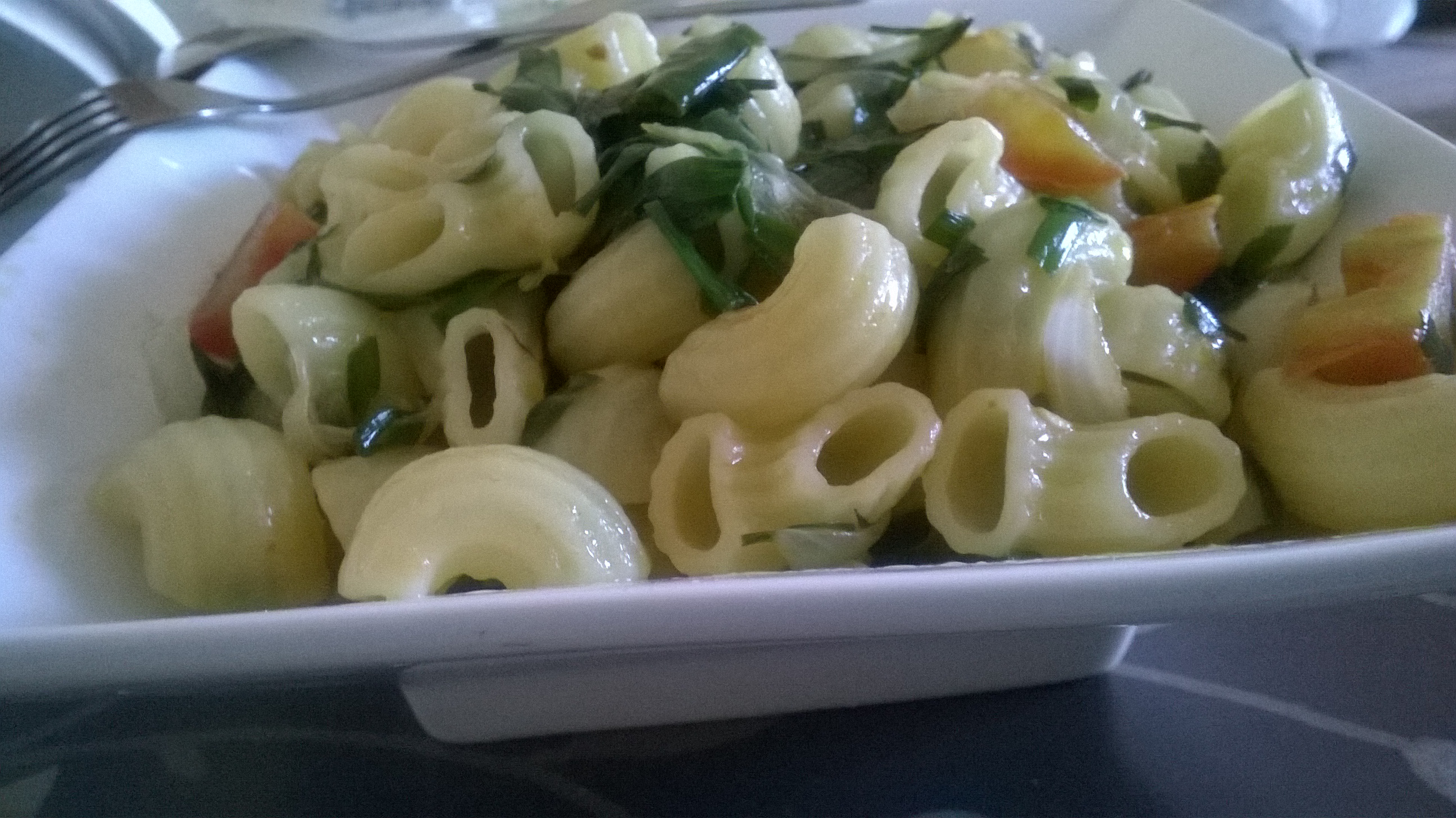 Macaroni with Garlic Chives and Herbs