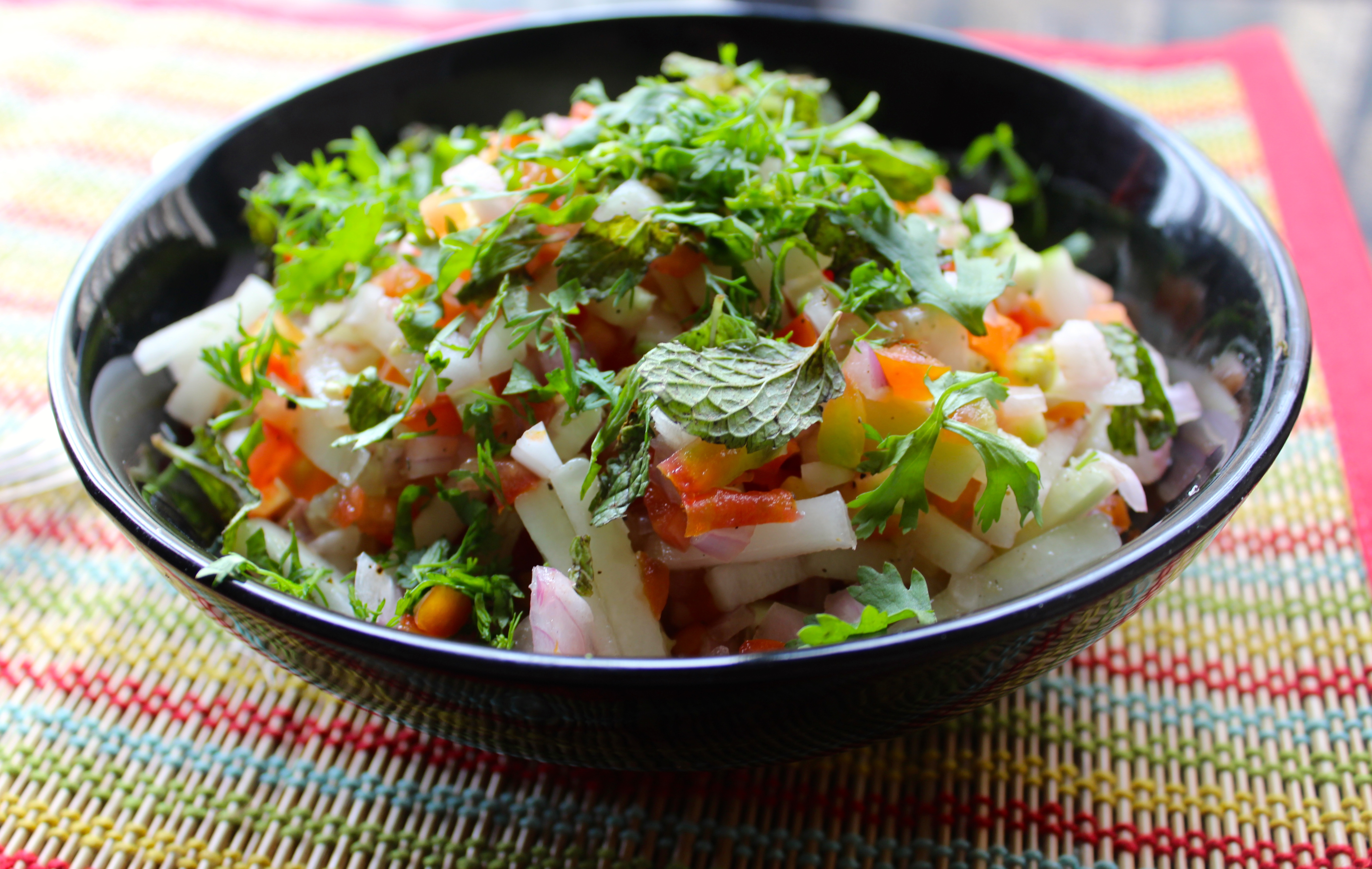 Kachumbar (Indian Salad of raw,mixed,seasoned crispy vegetables)