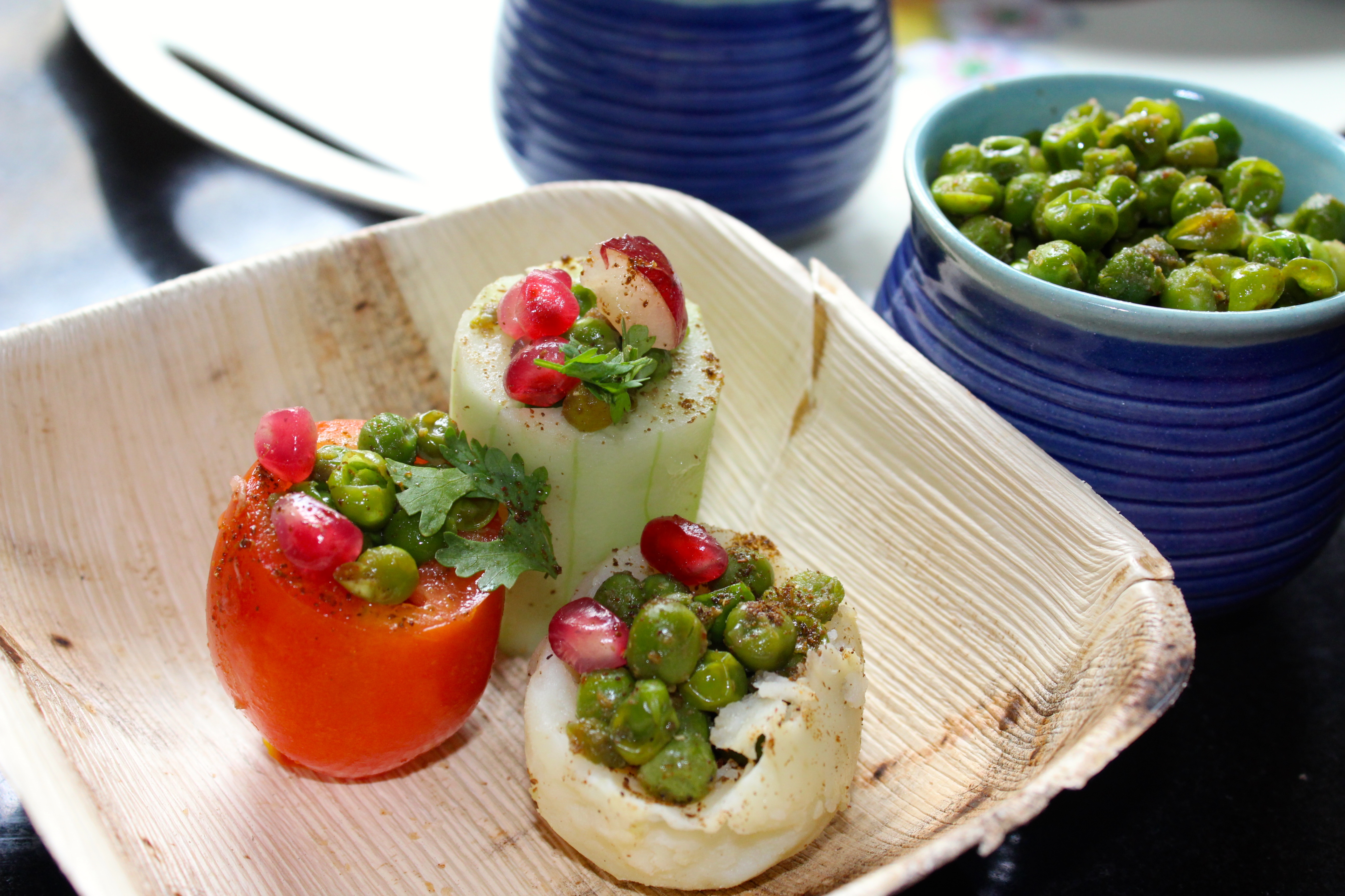 Matar Ke Kulle ( Green Peas stuffed salad vegetable cups)