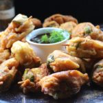 Pakodas On Sticks (Vegetables and Paneer skewered Fritters)