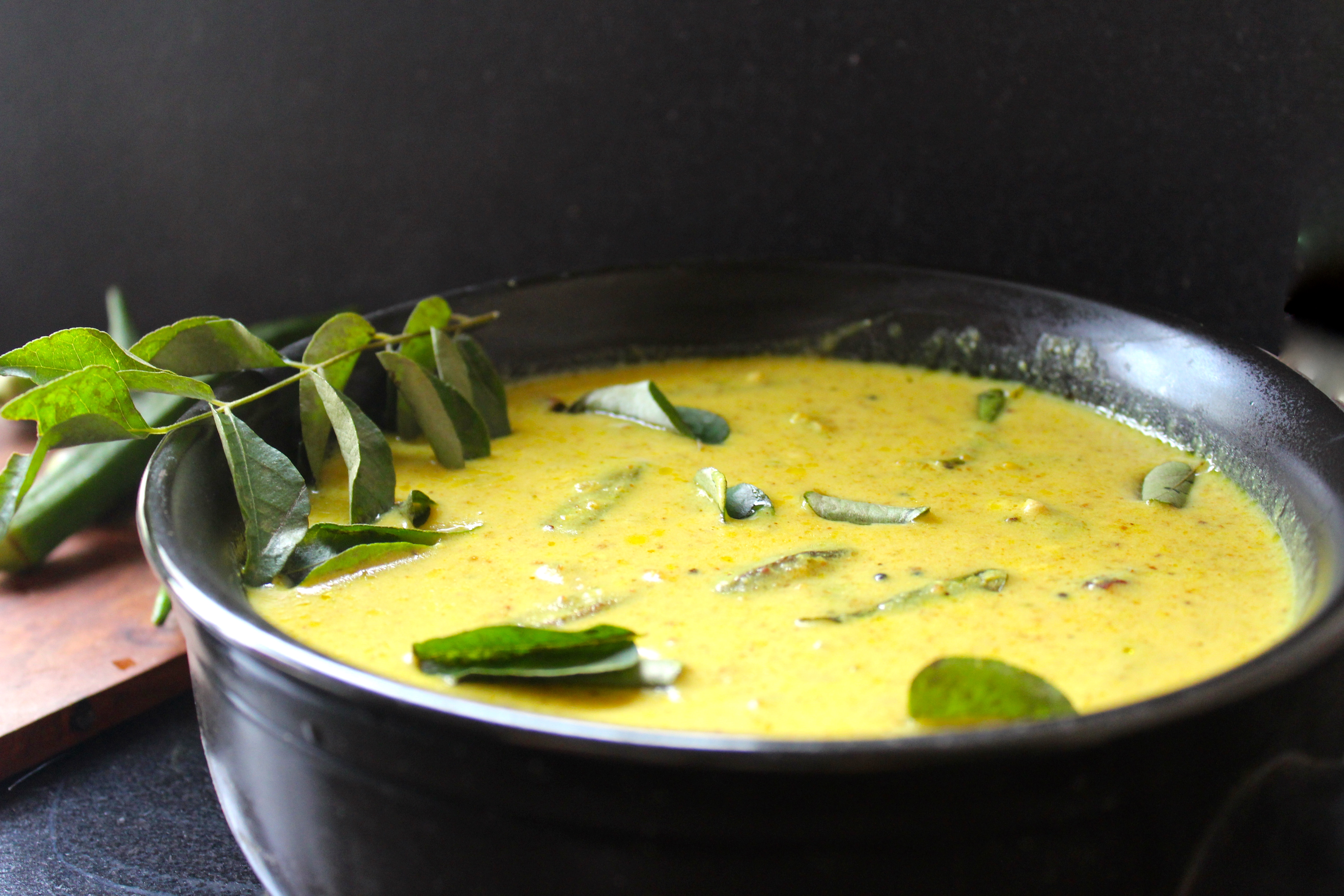 Mor Kulambu (Okra simmered in a delicious Yogurt gravy the Tamil Nadu style)