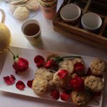 Rose flavoured Nankhatai with candied Rose Petals