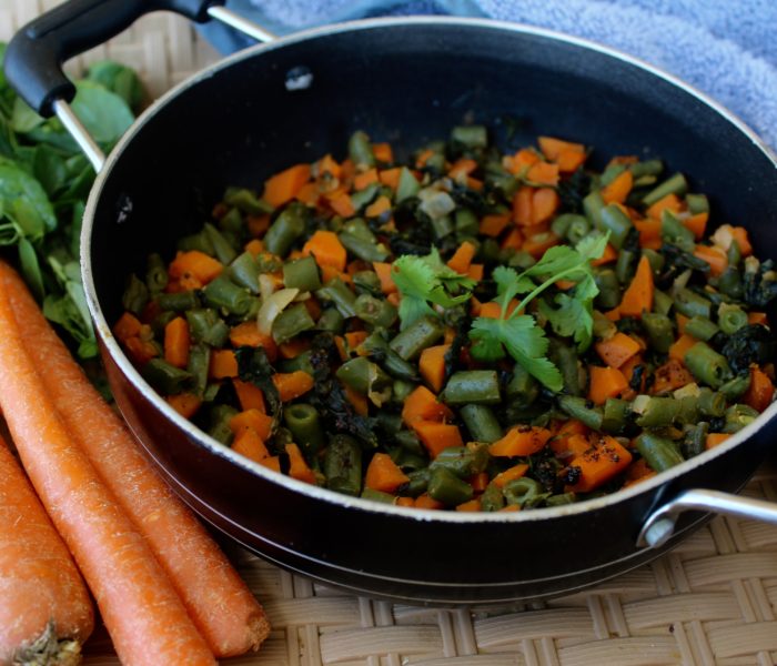 Carrot,Beans and Fenugreek Leaves Stir Fry(Gajar,Beans and Methi Subzi) – A 1tsp Oil recipe